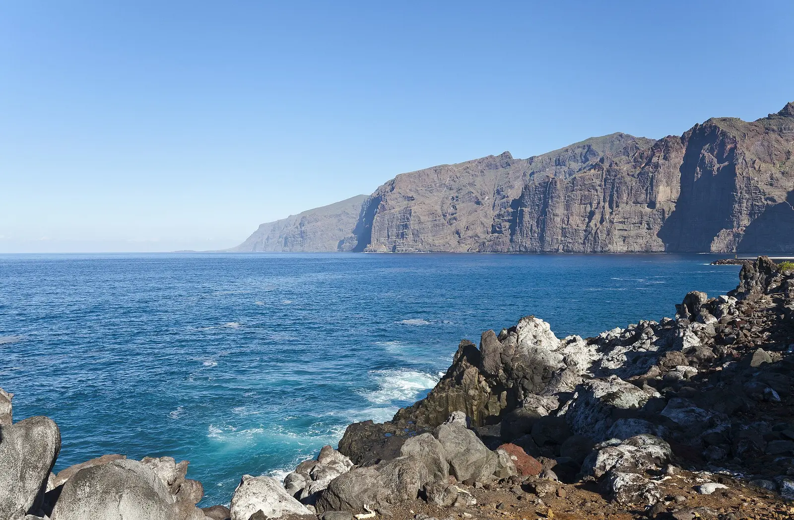 The cliffs of Los Gigantes dropping into a deep blue Atlantic, Tenerife